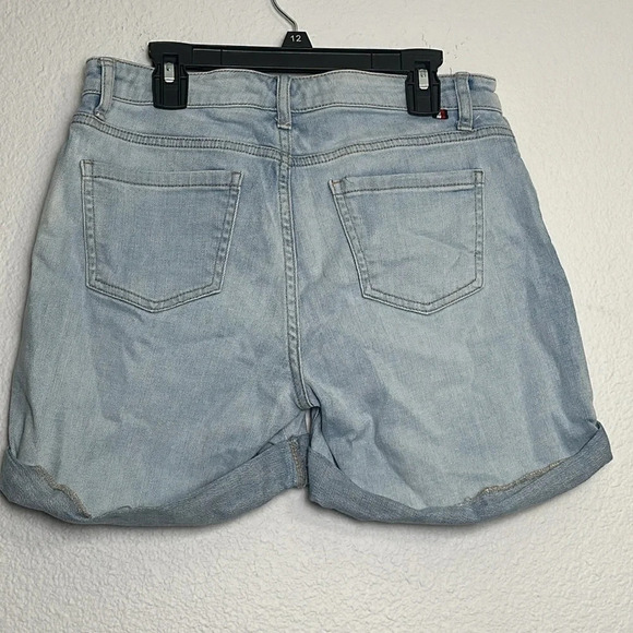 📌5/$25 Tommy Hilfiger Embroidered Logo‎ Y2K Womens Denim Jean Shorts Size 4 - Picture 2 of 9